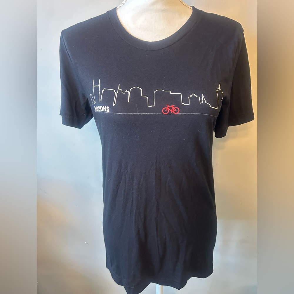 Red Bicycle - The Nations, Nashville Black Tee with Red Bicycle Graphic